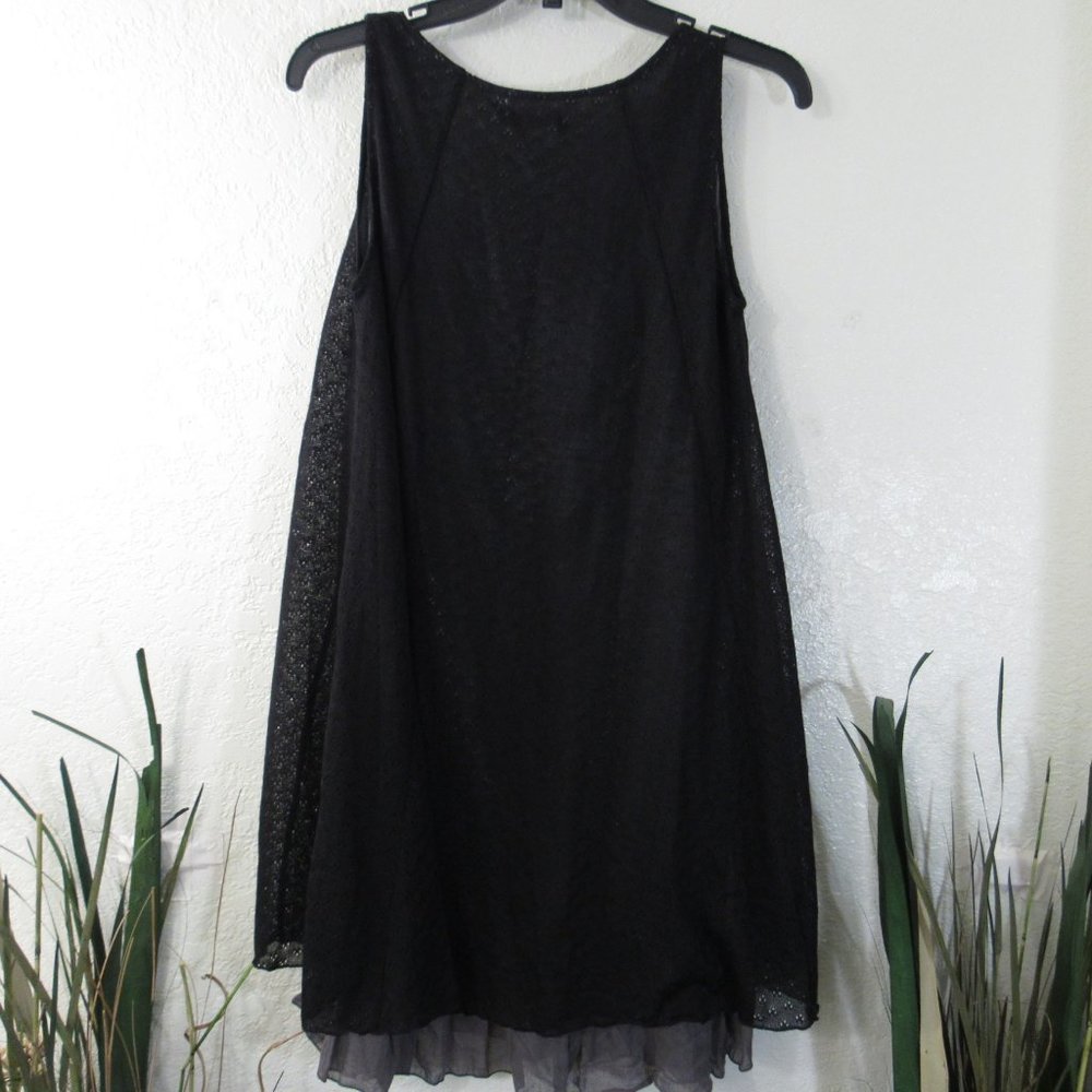 Sleeveless Gray Floral Rose Black Lace Dress Sz M - Picture 8 of 11